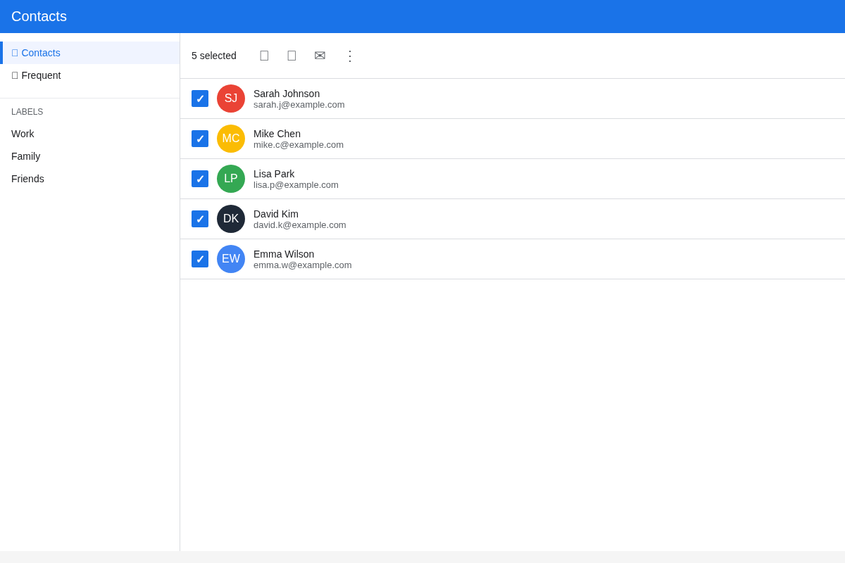 Selecting multiple contacts in Google Contacts to add to a group email label